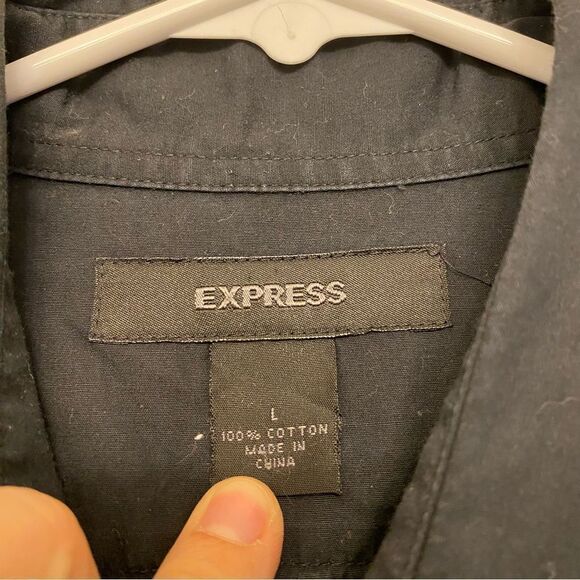 Express Pearl Snap Button Down Western Style Long Sleeve dress Shirt black L - Picture 7 of 8